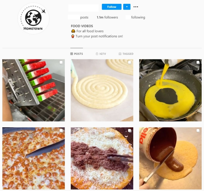 1 million followers Food Instagram Account for Sale