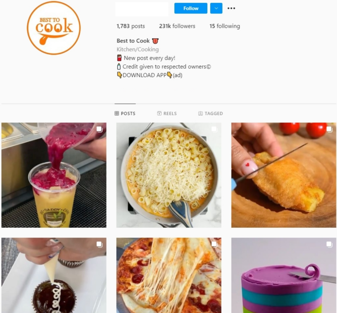 230K Cooking Food Instagram Account for Sale