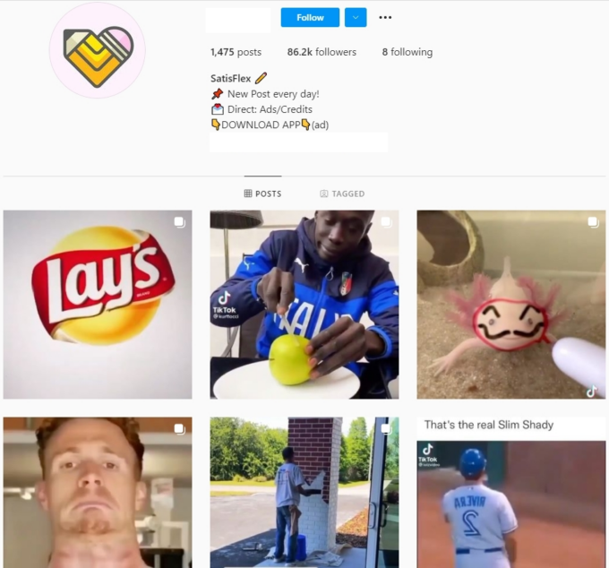 86K Satisfying Viral Videos Instagram Account for Sale