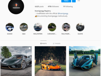 Buy Koenigsegg Car Instagram Account with 470K Followers
