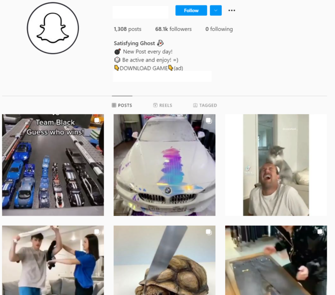 Buy Satisfying Viral Videos Instagram Account with 68k followers