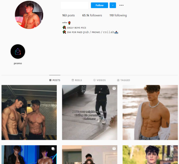 Buy Cute Boys Male Model Instagram Account with 65K Followers