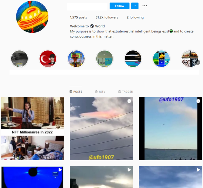 Buy Space Ufo Instagram Account with 50K Followers