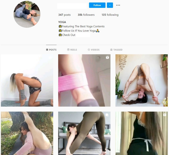 Buy Yoga Sports Instagram Account with 38K Followers