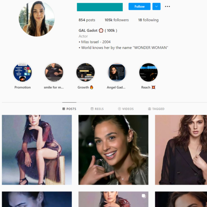 100K Israeli Actress Instagram Account for Sale