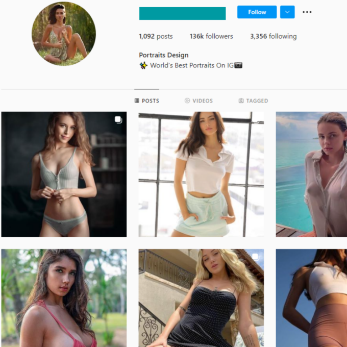 136K Portrait Models Instagram Account for Sale