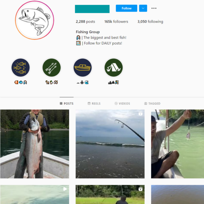 160K Fishing Instagram Account for Sale