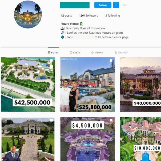 120K Real Estate Houses Instagram Account for Sale