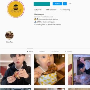 190K Food Mukbang Instagram Account for Sale