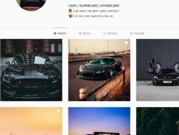 1K Super Cars Instagram Account for Sale