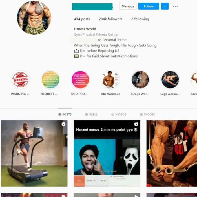 200K Male Fitness Instagram Account for Sale