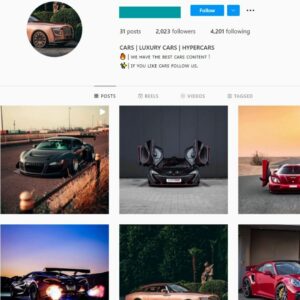 2K Luxury Cars Instagram Account for Sale