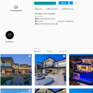 4K Luxury Mansions Instagram Account for Sale