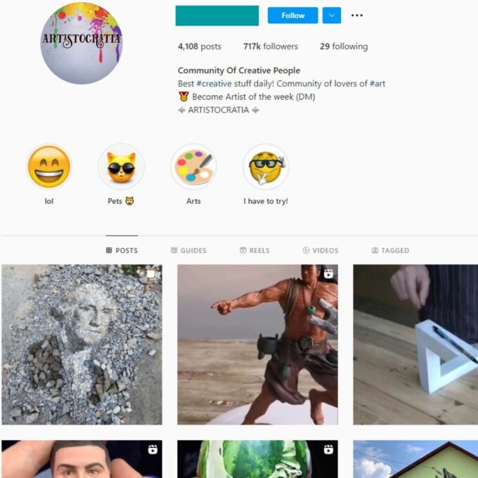 710K Creative Art Instagram Account for Sale