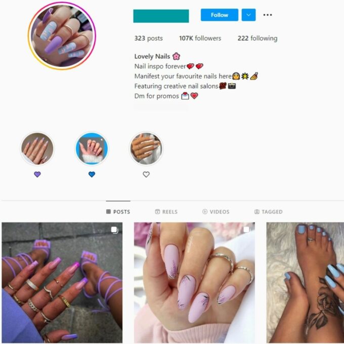 100K Beauty Nails Instagram Account for Sale