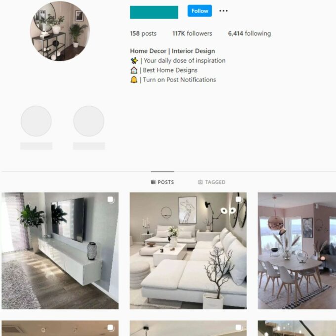 110K Home Decor / Interior Design Instagram Account for Sale