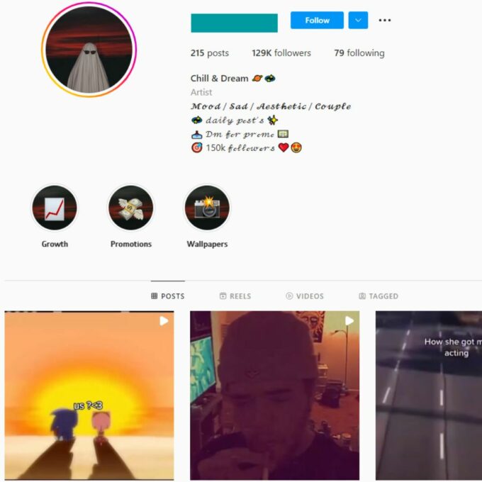 120K Chill Music Instagram Account for Sale