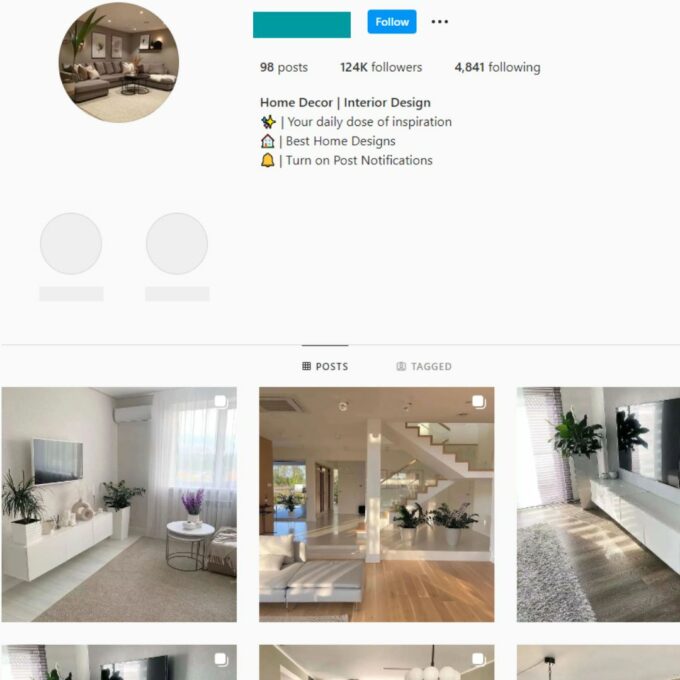 120K Interior Design / Home Decor Instagram Account for Sale