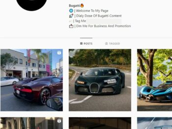 16K Bugatti Car Instagram Account for Sale