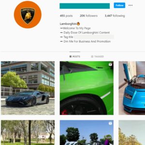 20K Lamborghini Car Instagram Account for Sale