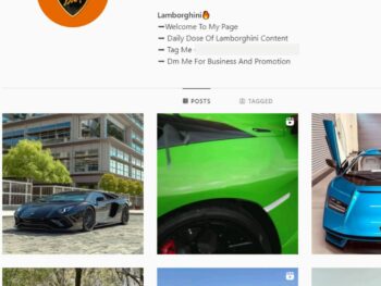 20K Lamborghini Car Instagram Account for Sale