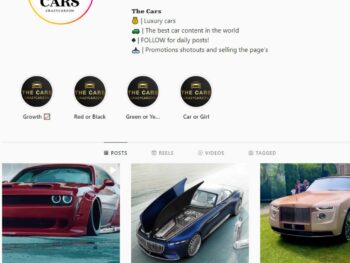 320K Luxury Cars Instagram Account for Sale