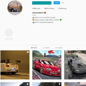 340K Japan Cars Instagram Account for Sale