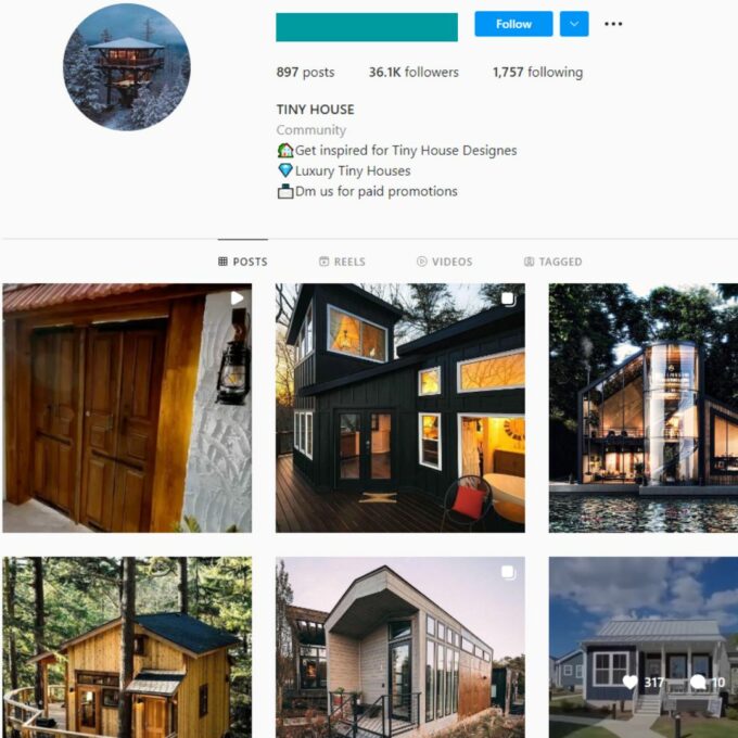 36K Tiny Houses Instagram Account for Sale