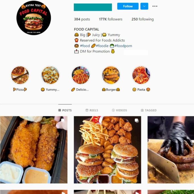 170K Fast Food Instagram Account for Sale