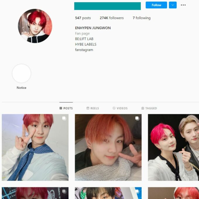 270K Jungwon K-Pop Instagram Account for Sale