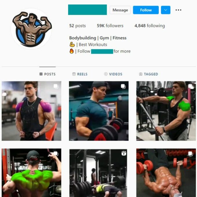 58K Male Fitness Gym Instagram Account for Sale