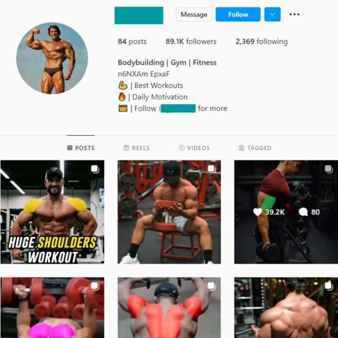 68K Bodybuilding Gym Instagram Account for Sale