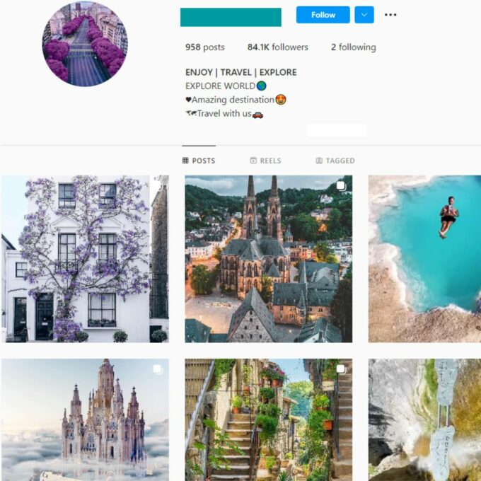 80K Travel Explore Instagram Account for Sale