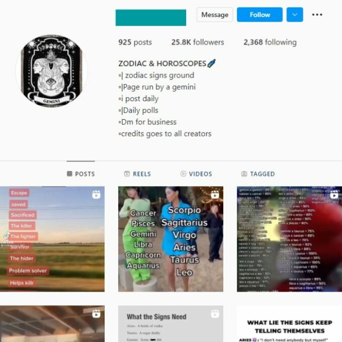 25K Zodiac Astrology Instagram Account for sale.jpg