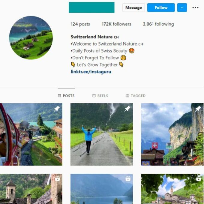 170k Travel Switzerland Instagram Account for sale