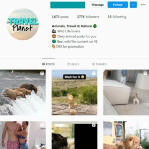 270K Travel Nature Animals Instagram Account for sale