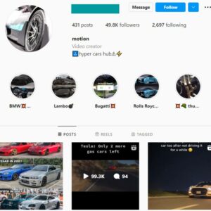 48K Supercars Instagram Account for sale