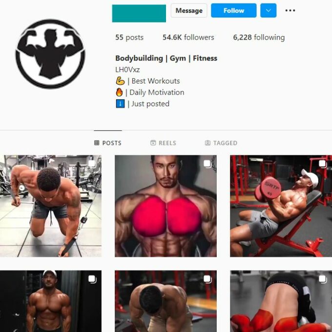 50K Male Fitness Gym Instagram Account for sale