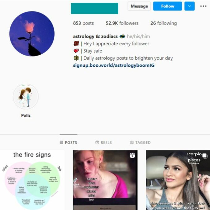 50K Zodiac Astrology Instagram Account for sale