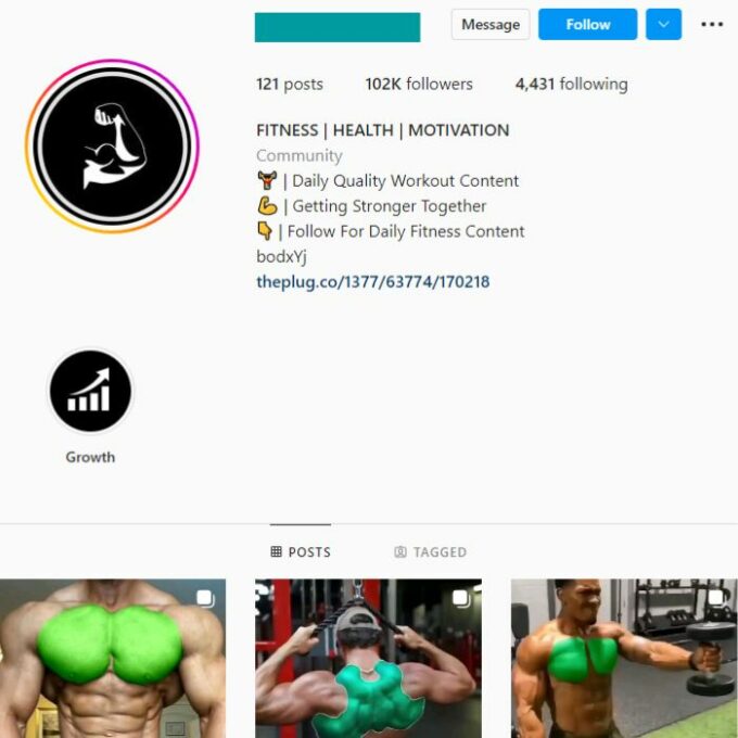 100K Male Fitness Gym Instagram Account for sale