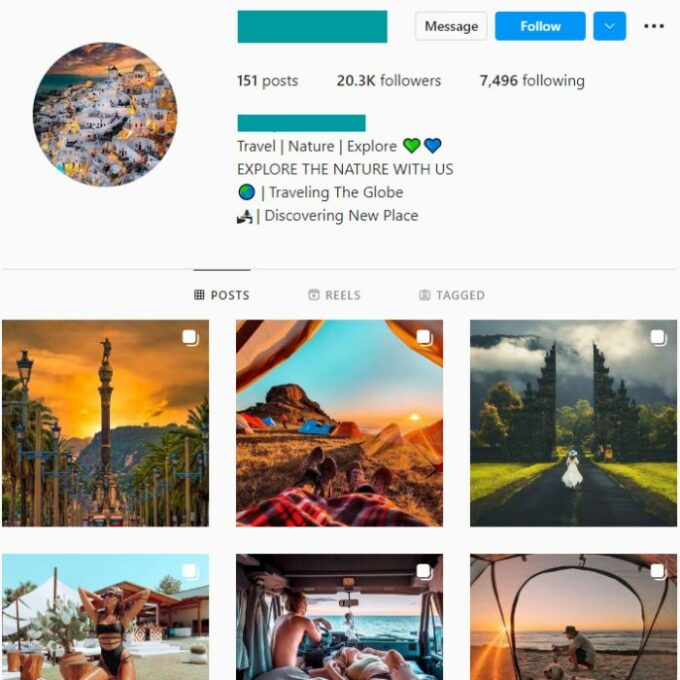 20K Travel Destinations Instagram Account for sale