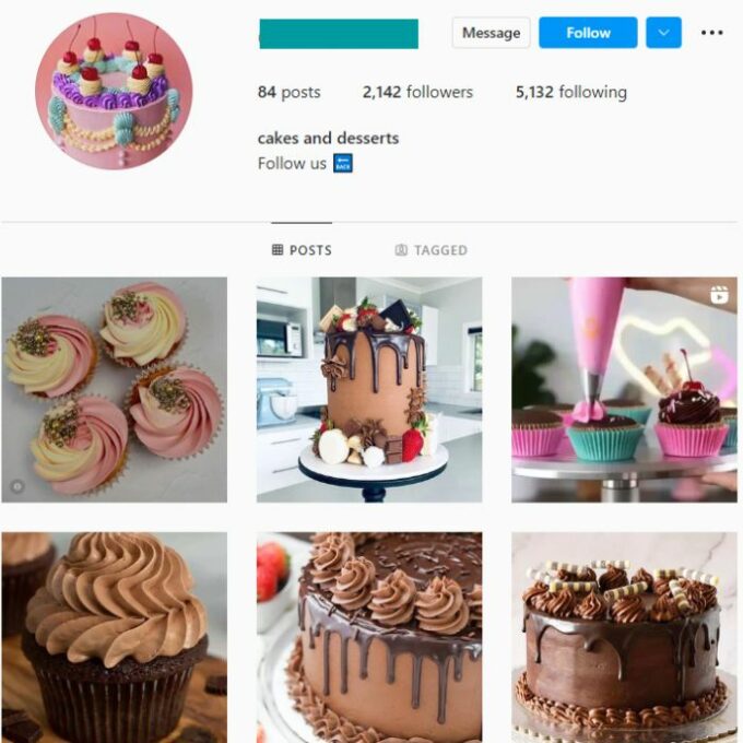 2K Desserts Cakes Instagram Account for sale