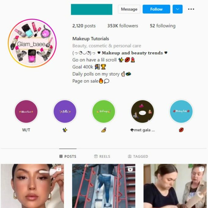 350K Makeup Beauty Instagram Account for sale