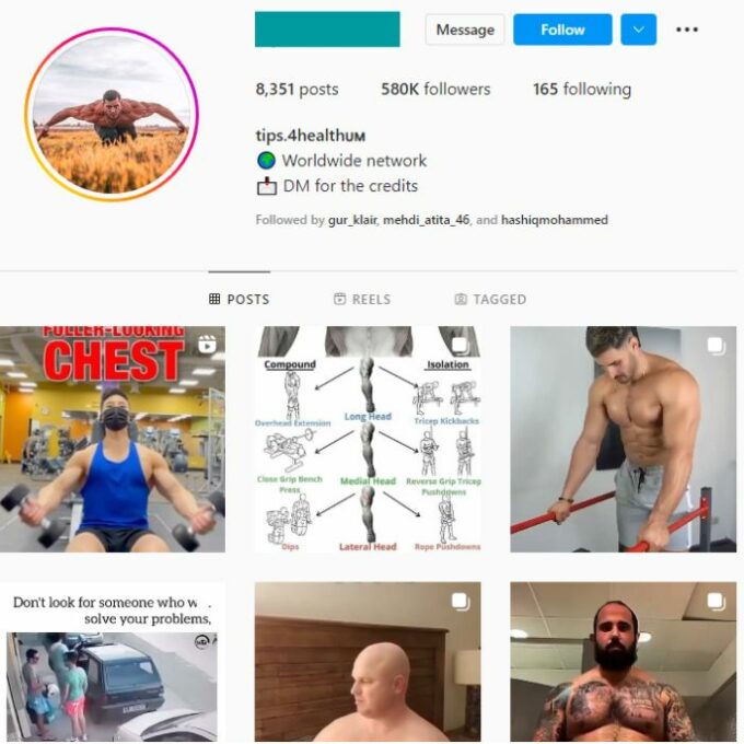 570K Male Gym Fitness Instagram Account for Sale