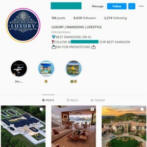 8.5K Real Estate Mansions Instagram Account for sale