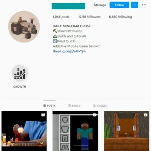 12K Minecraft Gaming Instagram Account for sale