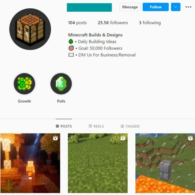 25K Minecraft Gaming Instagram Account for sale