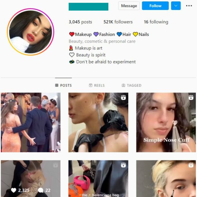 520K Beauty Makeup Instagram Account for sale