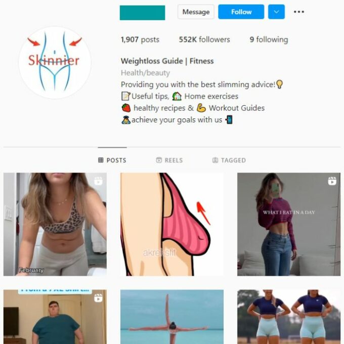 550K Health Nutrition Weightloss Instagram Account for sale