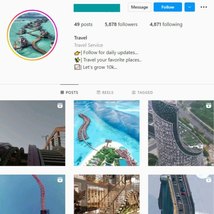 5k Travel Destinations Instagram Account for sale